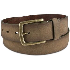 SUN STONE Mens Brown Embroidered Logo Faux Leather Casual Belt S 30-32